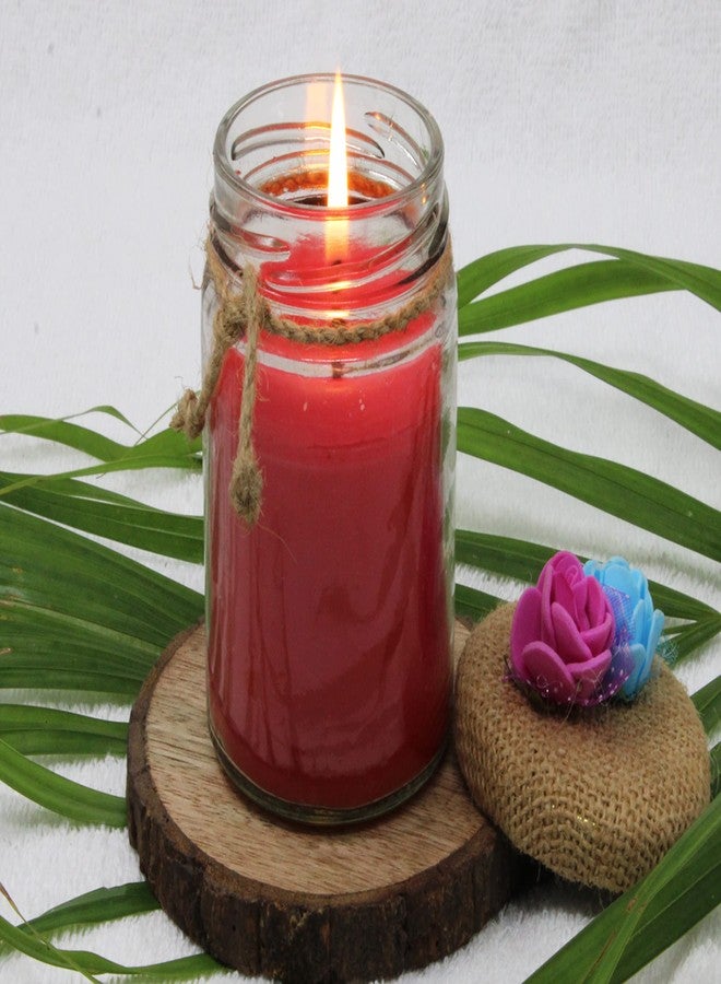 Luces Rose Scented 7oz Luxury Soy Wax Glass Jar Candle [Set of 1 Red Colour] for Home Décor Gifting Valentine Spa Birthdays Dinner Table Yoga - Image 1